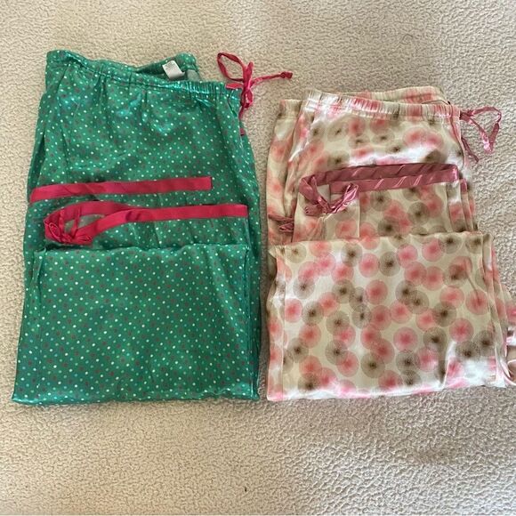 Old Navy Size M Green Pink 2 Lots Bundles Summer Cozy Sleepwear Pajamas Pants - Picture 1 of 12